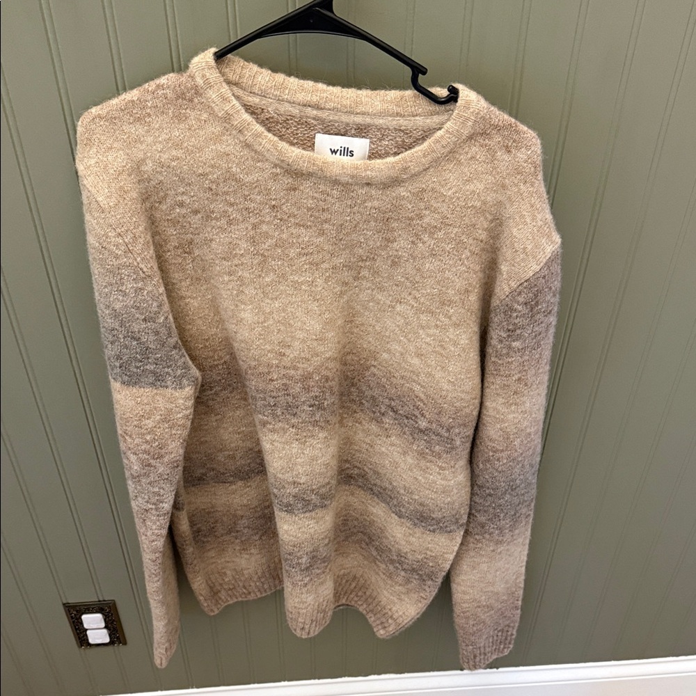Men's Beige and Brown Crew Neck Sweater